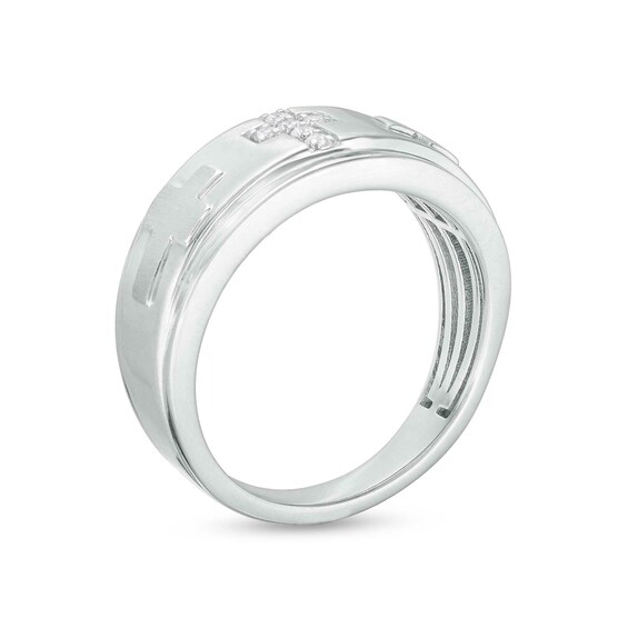 1/15 CT. T.w. Diamond Trio Cross Ring in 10K White Gold