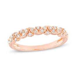 1/4 CT. T.W. Marquise-Shaped Multi-Diamond Alternating Anniversary Band in 10K Rose Gold