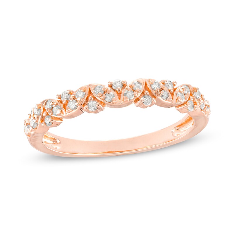 Main Image 1 of 1/4 CT. T.W. Marquise-Shaped Multi-Diamond Alternating Anniversary Band in 10K Rose Gold