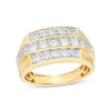 Thumbnail Image 1 of 1-1/2 CT. T.W. Diamond Stepped Triple Row Ring in 14K Gold