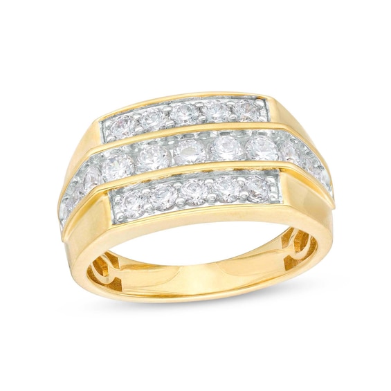 Men's 1-1/2 CT. T.w. Diamond Stepped Triple Row Ring in 14K Gold