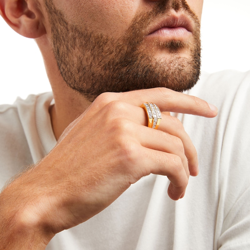 Main Image 2 of 1-1/2 CT. T.W. Diamond Stepped Triple Row Ring in 14K Gold