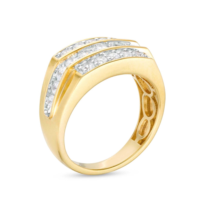 Main Image 3 of 1-1/2 CT. T.W. Diamond Stepped Triple Row Ring in 14K Gold