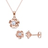 Thumbnail Image 1 of White Lab-Created Sapphire Solitaire Rose Pendant and Stud Earrings Set in Sterling Silver with 18K Rose Gold Plate