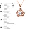 Thumbnail Image 5 of White Lab-Created Sapphire Solitaire Rose Pendant and Stud Earrings Set in Sterling Silver with 18K Rose Gold Plate