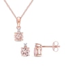 Thumbnail Image 1 of 5.0mm Morganite and Diamond Accent Stacked Pendant and Stud Earrings Set in 10K Rose Gold - 17"