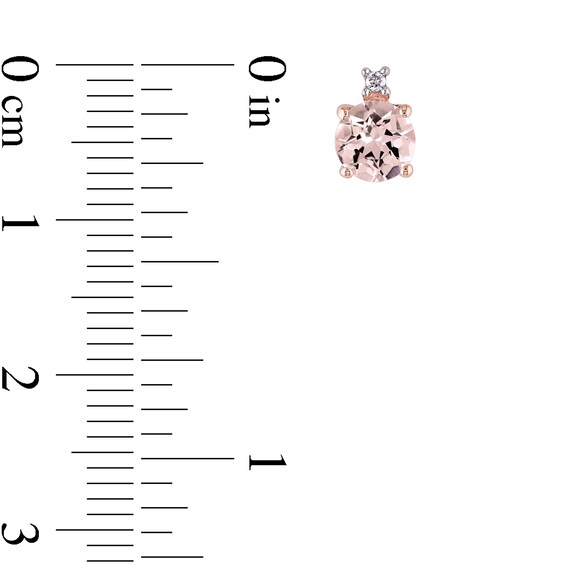 5.0mm Morganite and Diamond Accent Stacked Pendant and Stud Earrings Set in 10K Rose Gold - 17"