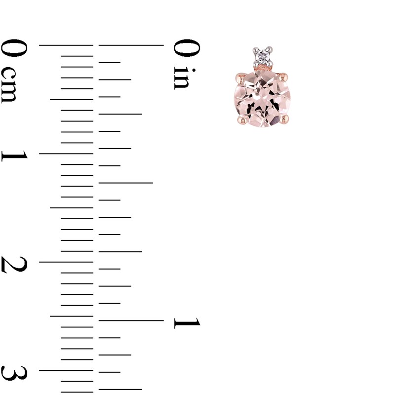 Main Image 4 of 5.0mm Morganite and Diamond Accent Stacked Pendant and Stud Earrings Set in 10K Rose Gold - 17"