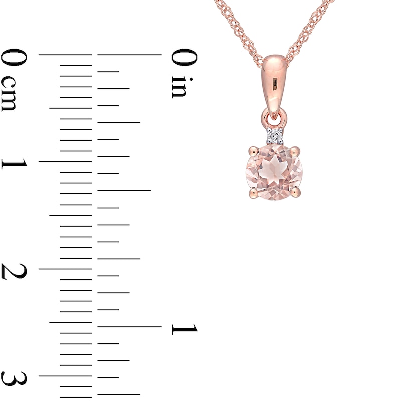 Main Image 5 of 5.0mm Morganite and Diamond Accent Stacked Pendant and Stud Earrings Set in 10K Rose Gold - 17"
