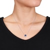 Thumbnail Image 2 of 8.0mm Blue and White Lab-Created Sapphire Frame Pendant and Stud Earrings Set in Sterling Silver
