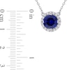 Thumbnail Image 4 of 8.0mm Blue and White Lab-Created Sapphire Frame Pendant and Stud Earrings Set in Sterling Silver