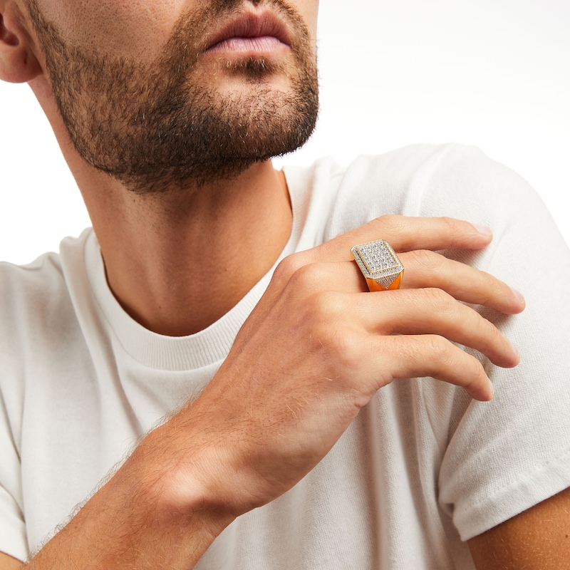 Main Image 2 of Men's 2-1/2 CT. T.W. Multi-Diamond Rectangular Frame Ring in 14K Gold