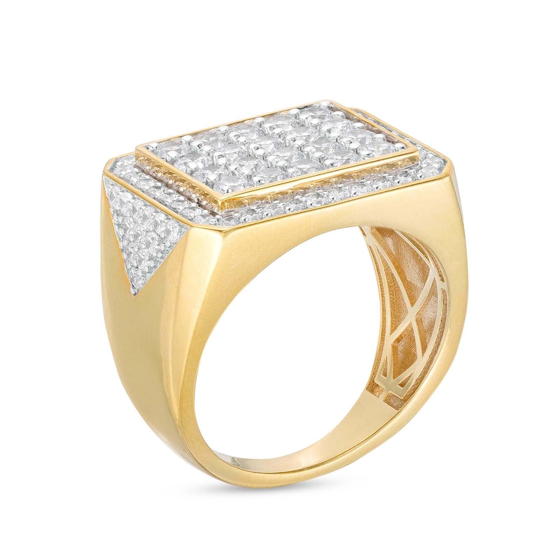 Main Image 3 of Men's 2-1/2 CT. T.W. Multi-Diamond Rectangular Frame Ring in 14K Gold