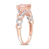Thumbnail Image 2 of 7.0mm Cushion-Cut Morganite and 1/10 CT. T.W. Diamond Chain Link Shank Ring in 10K Rose Gold
