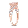 Thumbnail Image 2 of 7.0mm Cushion-Cut Morganite and 1/10 CT. T.W. Diamond Chain Link Shank Ring in 10K Rose Gold