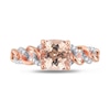 Thumbnail Image 3 of 7.0mm Cushion-Cut Morganite and 1/10 CT. T.W. Diamond Chain Link Shank Ring in 10K Rose Gold