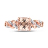 Thumbnail Image 3 of 7.0mm Cushion-Cut Morganite and 1/10 CT. T.W. Diamond Chain Link Shank Ring in 10K Rose Gold
