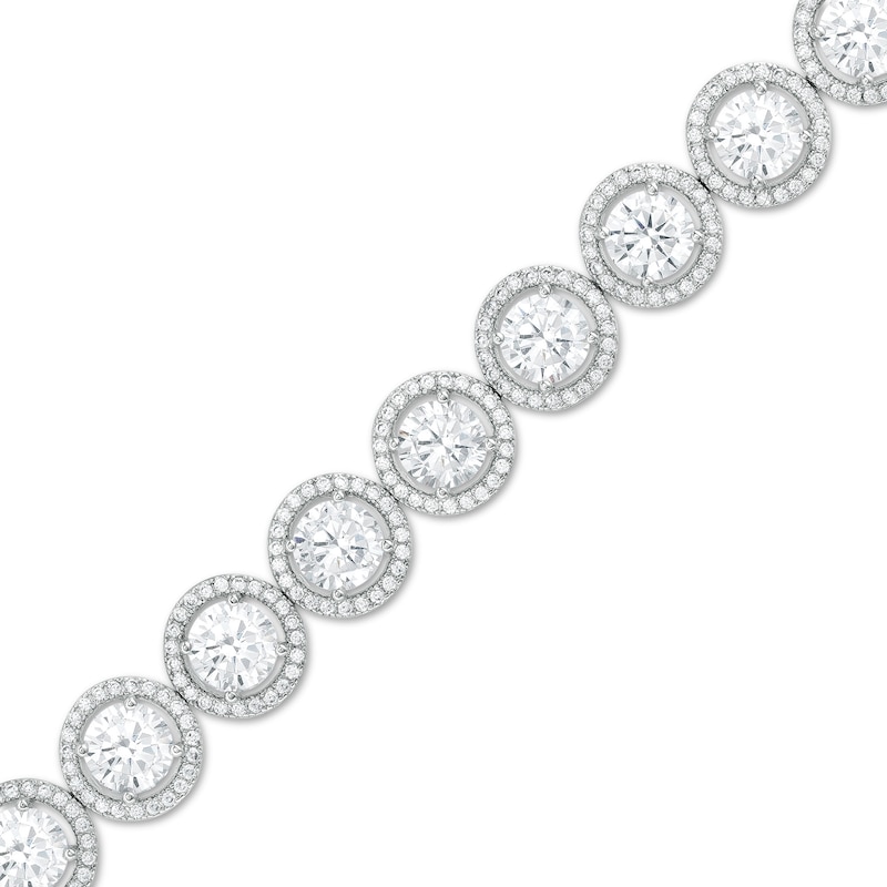 Main Image 1 of 6.0mm White Lab-Created Sapphire Frame Line Bracelet in Sterling Silver 