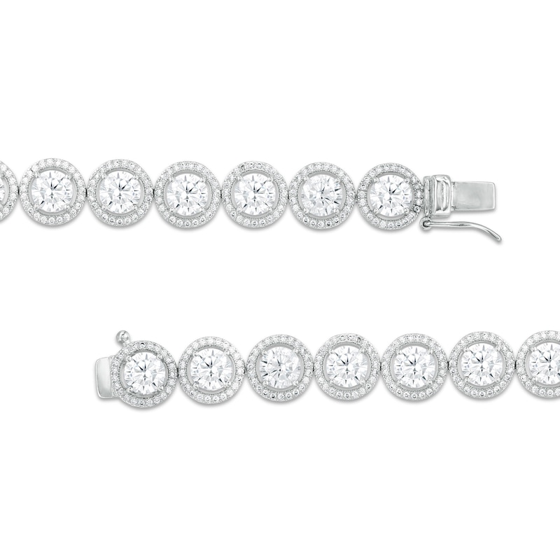Main Image 3 of 6.0mm White Lab-Created Sapphire Frame Line Bracelet in Sterling Silver 