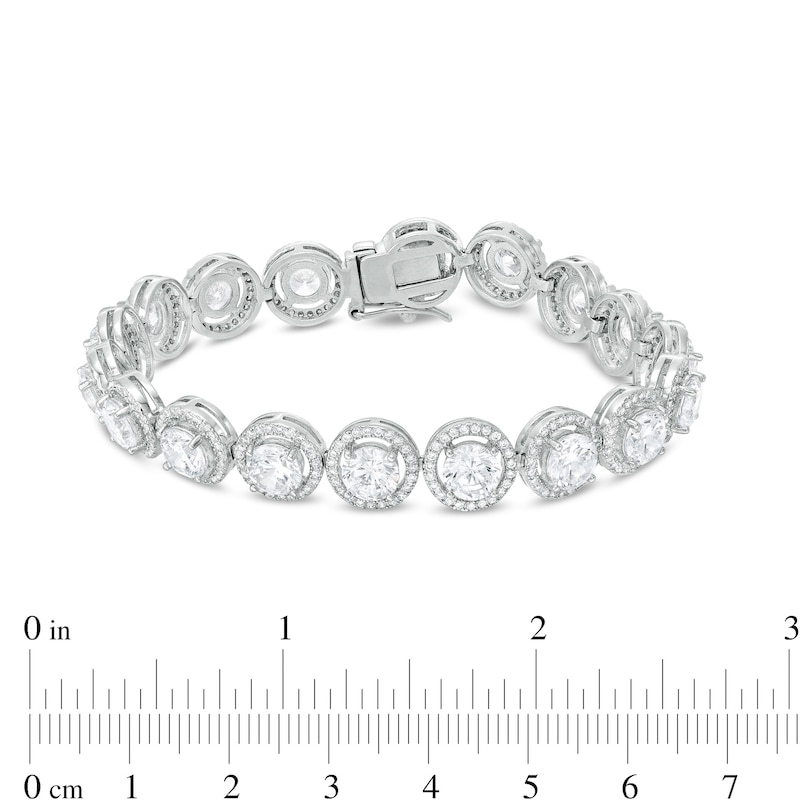 Main Image 4 of 6.0mm White Lab-Created Sapphire Frame Line Bracelet in Sterling Silver 