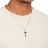 Thumbnail Image 1 of Men's Black Enamel Cross Pendant in 10K Gold – 22"