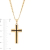 Thumbnail Image 2 of Men's Black Enamel Cross Pendant in 10K Gold – 22"