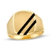 Thumbnail Image 1 of 11.0mm Black Onyx Cushion-Shaped Double Stripe Ring in 10K Gold