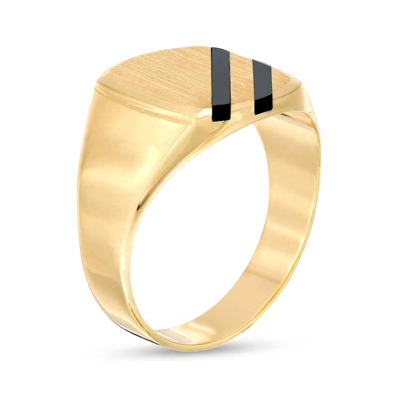 Main Image 3 of 11.0mm Black Onyx Cushion-Shaped Double Stripe Ring in 10K Gold