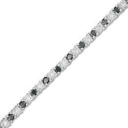 2-3/4 CT. T.W. Black and White Diamond Alternating Tennis Bracelet in Sterling Silver
