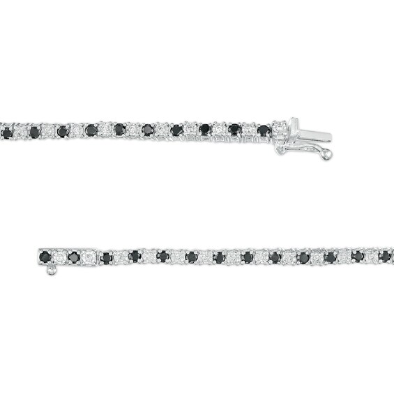 2-3/4 CT. T.w. Black and White Diamond Alternating Tennis Bracelet in Sterling Silver