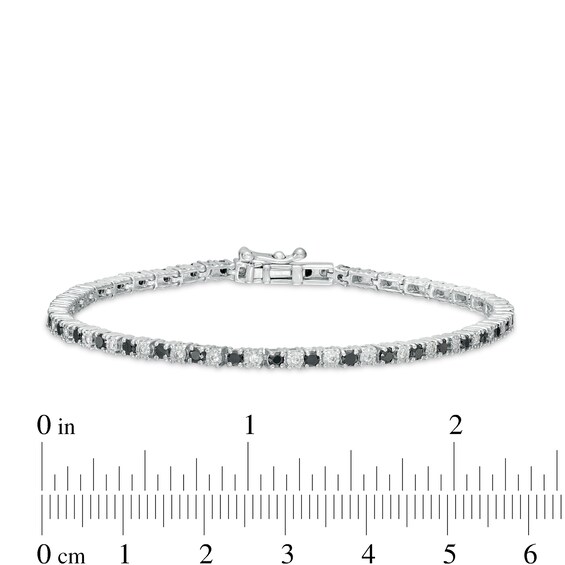 2-3/4 CT. T.w. Black and White Diamond Alternating Tennis Bracelet in Sterling Silver