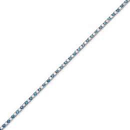 2-3/4 CT. T.W. Blue and White Diamond Alternating Tennis Bracelet in Sterling Silver