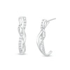 1/5 CT. T.W. Diamond Intertwined J-Hoop Earrings in Sterling Silver