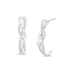 Thumbnail Image 1 of 1/5 CT. T.W. Diamond Intertwined J-Hoop Earrings in Sterling Silver