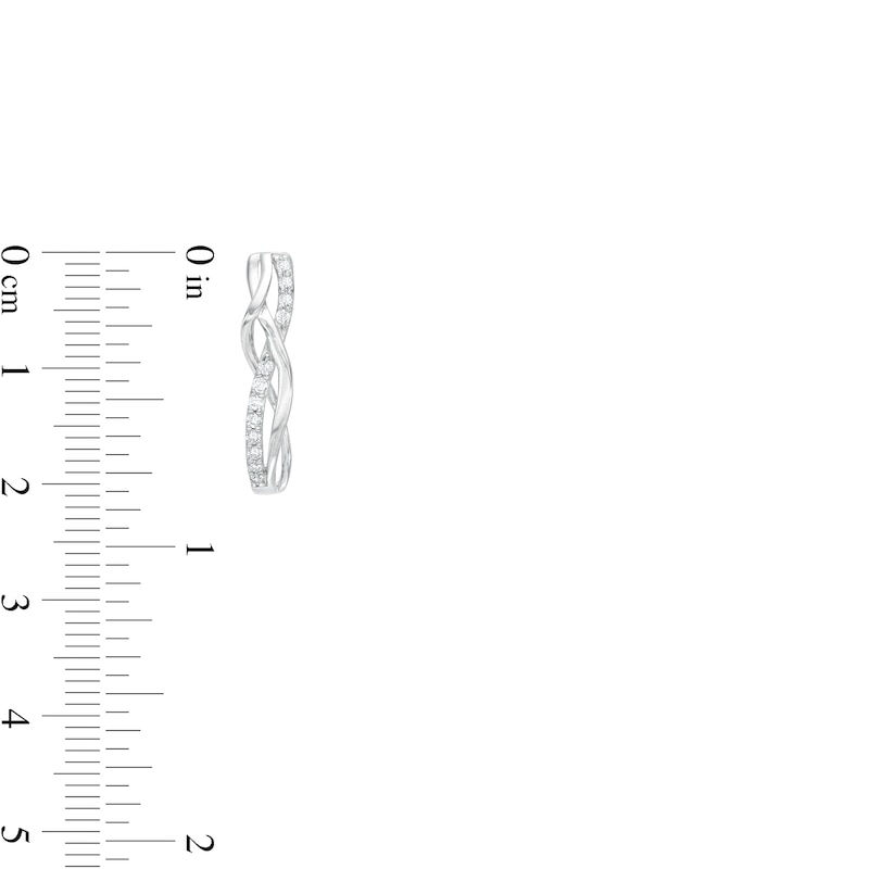 1/5 CT. T.W. Diamond Intertwined J-Hoop Earrings in Sterling Silver