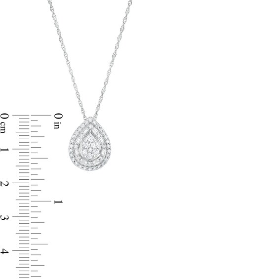 1/2 CT. T.w. Pear-Shaped Multi-Diamond Double Frame Pendant in 10K White Gold