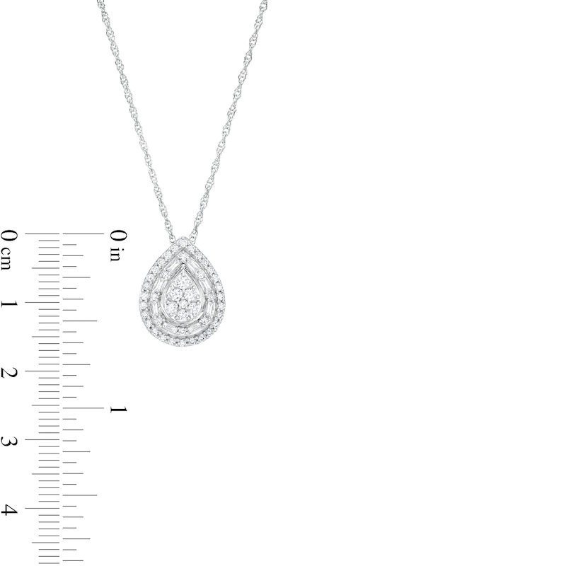 1/2 CT. T.W. Pear-Shaped Multi-Diamond Double Frame Pendant in 10K White Gold