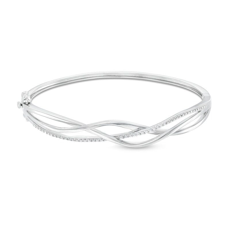 Main Image 1 of 1/5 CT. T.W. Diamond Intertwined Bangle in Sterling Silver