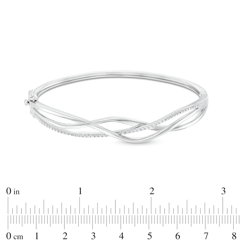Main Image 3 of 1/5 CT. T.W. Diamond Intertwined Bangle in Sterling Silver