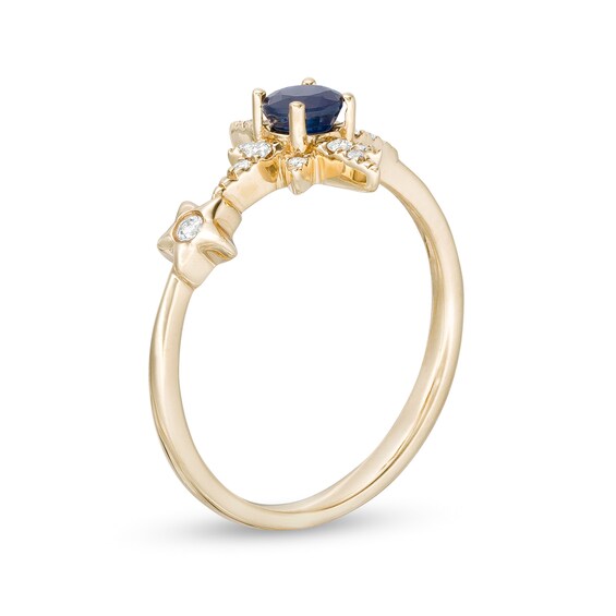 Blue Sapphire and 1/10 CT. T.w. Diamond Double Star Ring in 10K Gold