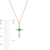 Thumbnail Image 3 of 3.0mm Emerald and 1/15 CT. T.W. Diamond Cross Pendant in 10K Gold