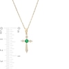 Thumbnail Image 2 of 3.0mm Emerald and 1/15 CT. T.W. Diamond Cross Pendant in 10K Gold