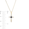 Thumbnail Image 2 of 3.0mm Blue Sapphire and 1/15 CT. T.W. Diamond Cross Pendant in 10K Gold