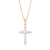 Thumbnail Image 1 of 3.0mm Opal and 1/15 CT. T.W. Diamond Pointed Cross Pendant in 10K Gold