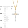 Thumbnail Image 3 of 3.0mm Opal and 1/15 CT. T.W. Diamond Pointed Cross Pendant in 10K Gold