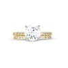 Thumbnail Image 4 of 8.0mm White Lab-Created Sapphire Bridal Set in Sterling Silver with 18K Gold Plate - Size 7