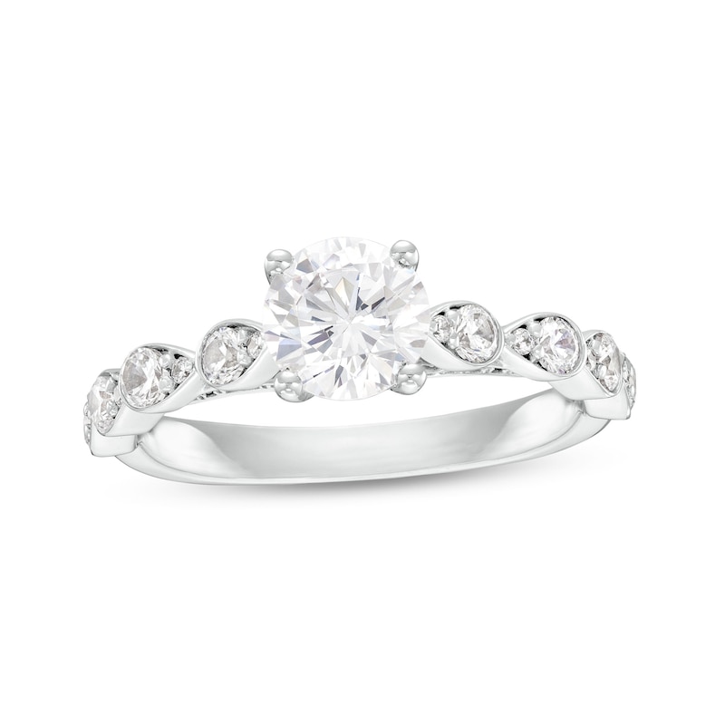 Main Image 1 of 1-1/2 CT. T.W. Certified Diamond Pear-Shaped Shank Engagement Ring in 14K White Gold (I/I1)