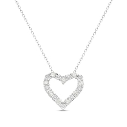3/4 CT. T.W. Diamond Open Heart Pendant in Sterling Silver - 16"