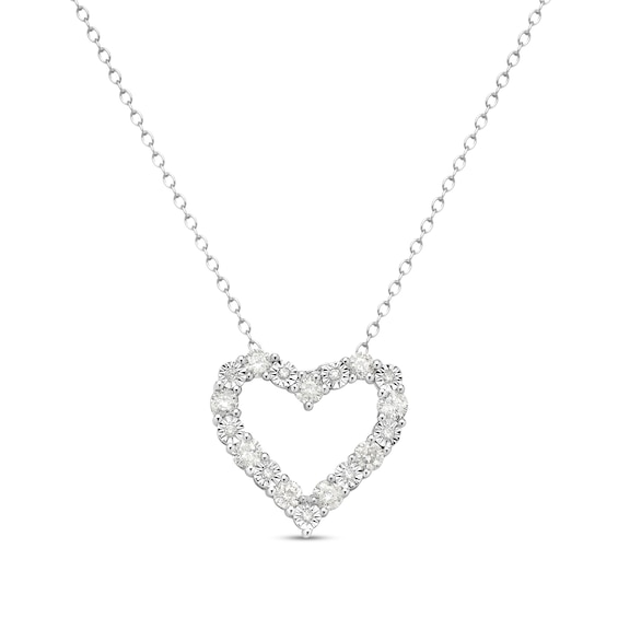 3/4 CT. T.w. Diamond Open Heart Pendant in Sterling Silver - 16"