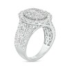 Thumbnail Image 3 of 3 CT. T.W. Certified Oval-Shaped Lab-Grown Multi-Diamond Frame Triple Row Ring in 14K White Gold (F/SI2)